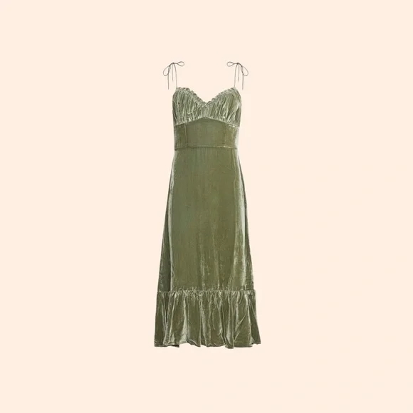 Reformation Dresses & Skirts - Reformation Oda Velvet Dress (Artichoke)